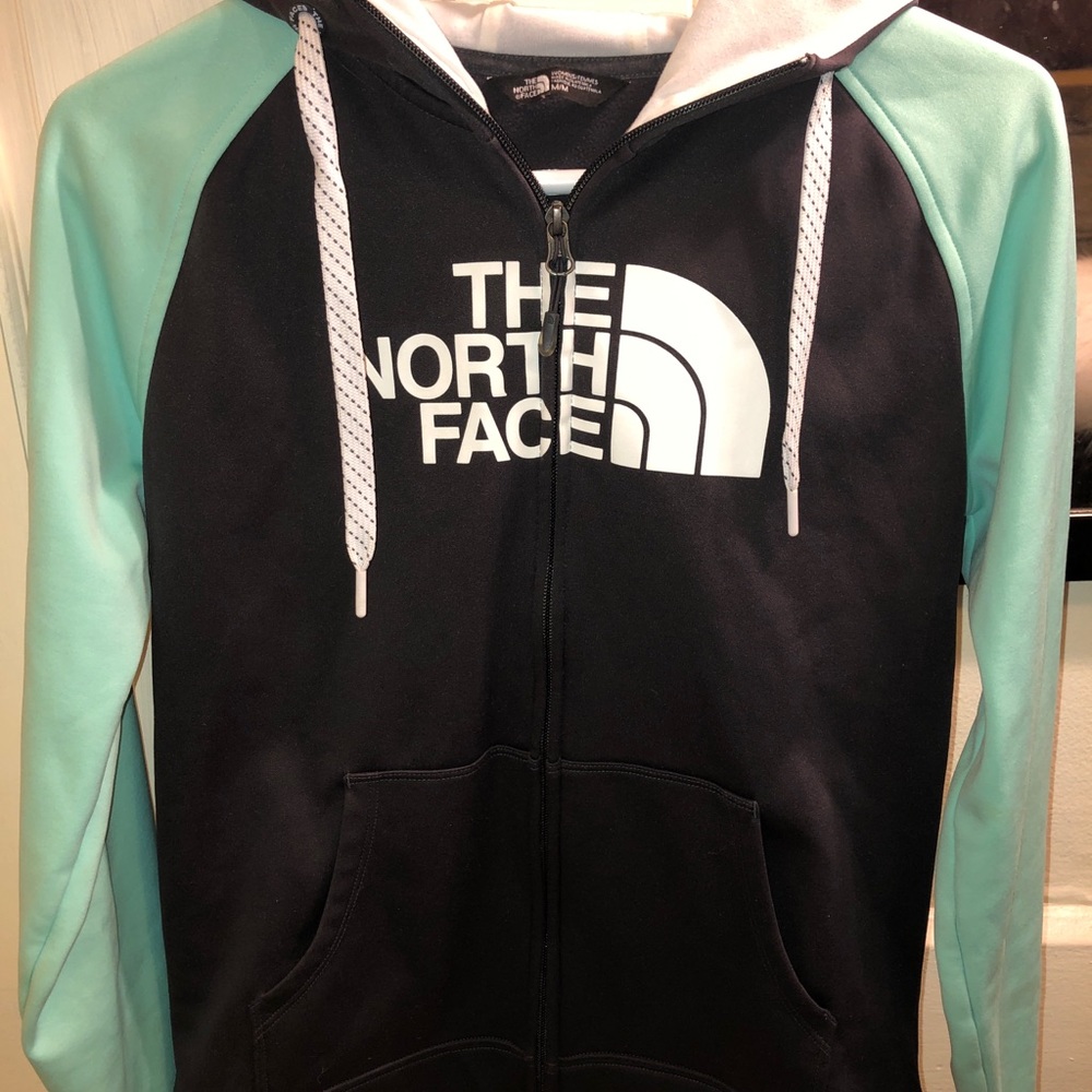 The North Face teal/grey zip up hoodie
